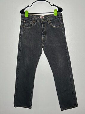 2000's Levi's 501 Straight Leg Button Fly Faded Black Denim Jeans 34 x 30